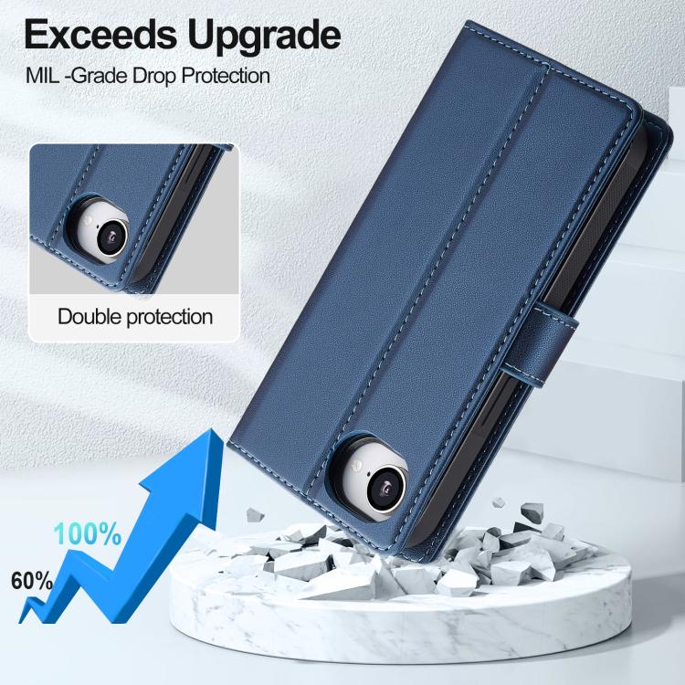 For iPhone 16e LC.IMEEKE L2 Series Detachable Magsafe PU Phone Case with Lanyard(Blue) - iPhone 16e Cases by LC.IMEEKE | Online Shopping UK | buy2fix
