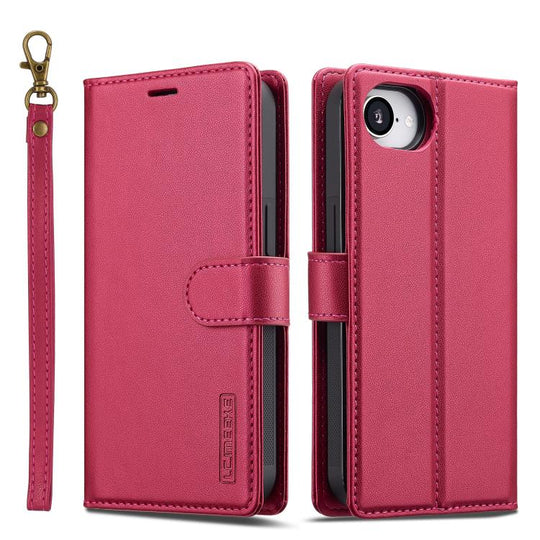 For iPhone 16e / 17e LC.IMEEKE L2 Series Detachable Magsafe PU Phone Case with Lanyard(Red)