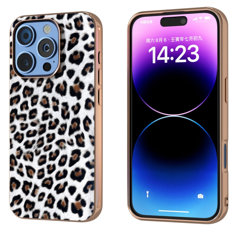 For iPhone 16 Pro Nano Plating Leopard Print Phone Case(Silver) by buy2fix