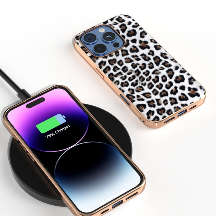 For iPhone 16 Pro Nano Plating Leopard Print Phone Case(Silver) by buy2fix