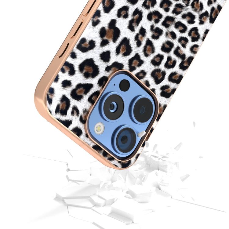 For iPhone 16 Pro Nano Plating Leopard Print Phone Case(Silver) by buy2fix