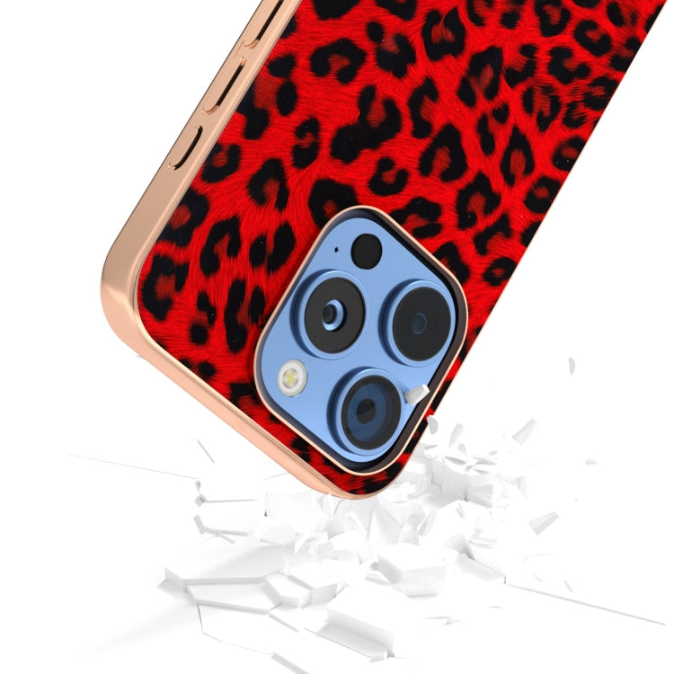 For iPhone 16 Pro Nano Plating Leopard Print Phone Case(Red) by buy2fix