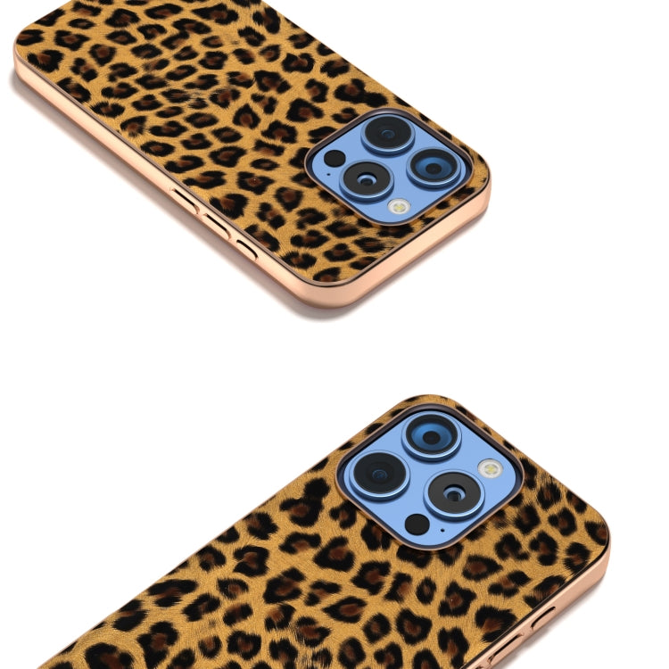 For iPhone 16 Pro Max Nano Plating Leopard Print Phone Case(Brown) by buy2fix