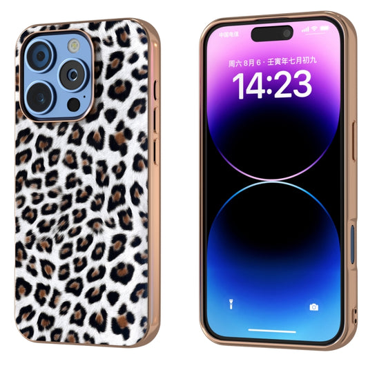 For iPhone 16 Pro Max Nano Plating Leopard Print Phone Case(Silver) by buy2fix