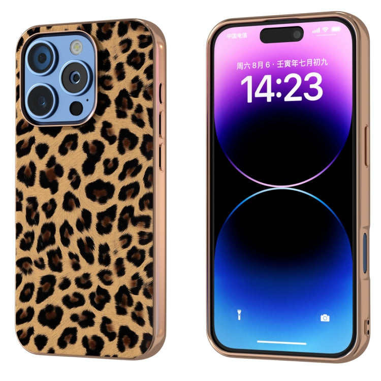 For iPhone 16 Pro Max Nano Plating Leopard Print Phone Case(Gold) by buy2fix