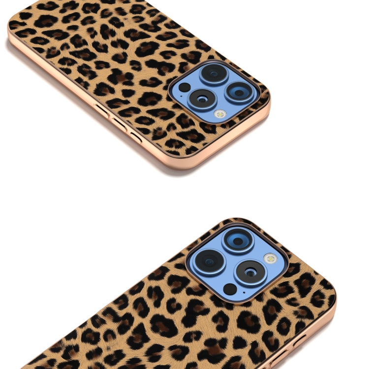 For iPhone 16 Pro Max Nano Plating Leopard Print Phone Case(Gold) by buy2fix