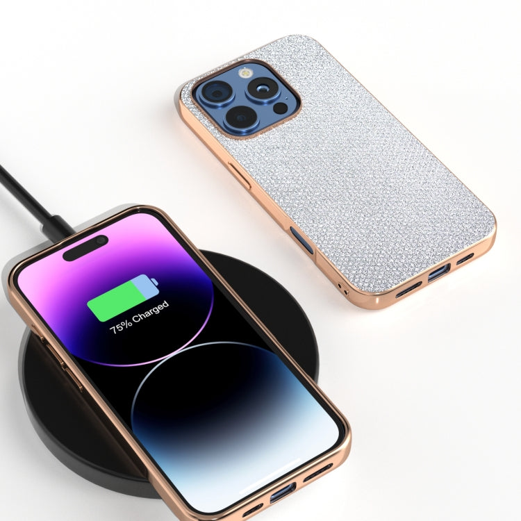 For iPhone 16 Pro Nano Plating Diamond Texture Phone Case(Silver) by buy2fix