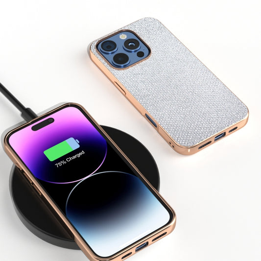 For iPhone 16 Pro Nano Plating Diamond Texture Phone Case(Silver) by buy2fix