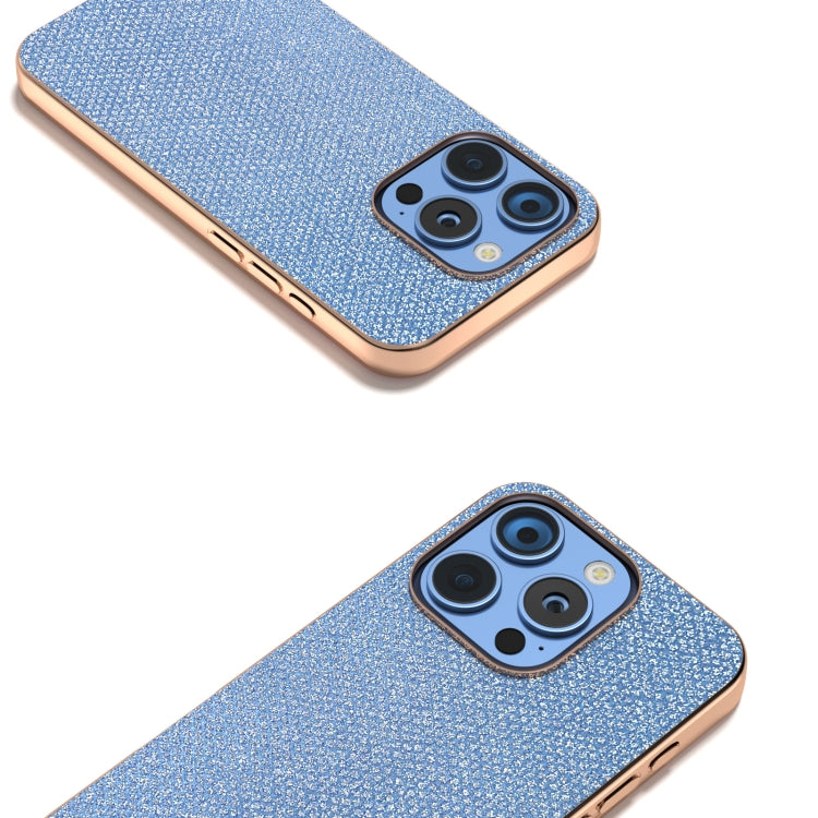 For iPhone 16 Pro Nano Plating Diamond Texture Phone Case(Blue) by buy2fix