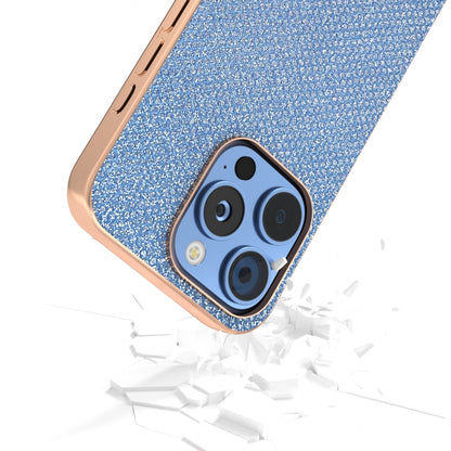 For iPhone 16 Pro Nano Plating Diamond Texture Phone Case(Blue) by buy2fix