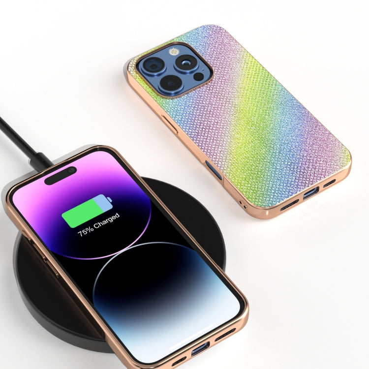 For iPhone 16 Pro Nano Plating Diamond Texture Phone Case(Rainbow) by buy2fix