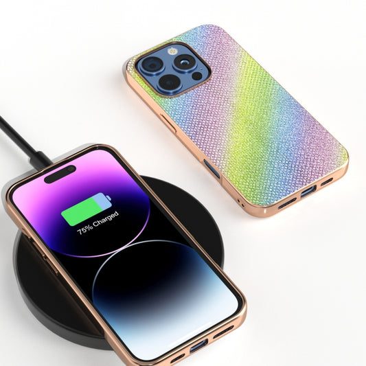 For iPhone 16 Pro Nano Plating Diamond Texture Phone Case(Rainbow) by buy2fix