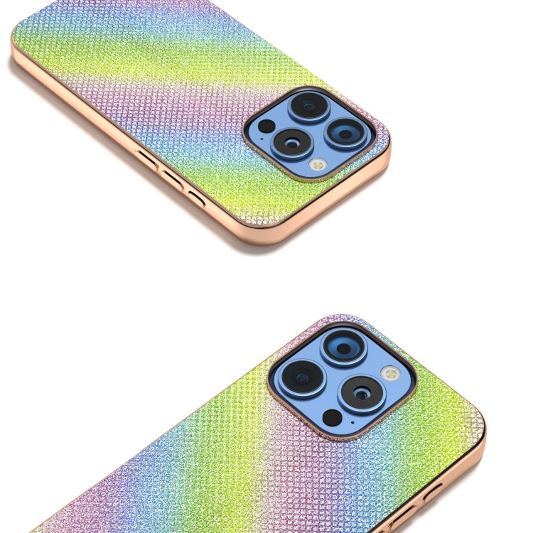 For iPhone 16 Pro Nano Plating Diamond Texture Phone Case(Rainbow) by buy2fix