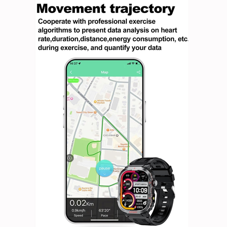 G45 2.01 inch Screen Silicone Strap 10m Waterproof Smart Watch, Support Flashlight / Bluetooth Call / HRV(Black) by buy2fix