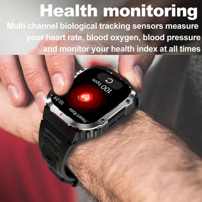 G45 2.01 inch Screen Silicone Strap 10m Waterproof Smart Watch, Support Flashlight / Bluetooth Call / HRV(Black) by buy2fix