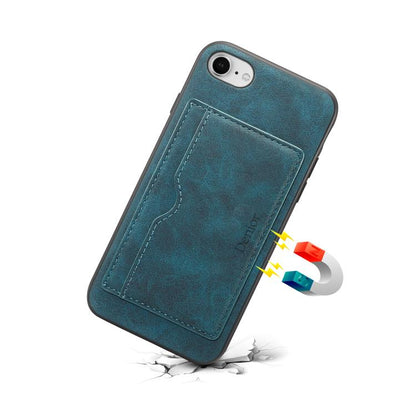 For iPhone 16e Denior D08 PU Single Card Slot Holder Phone Case(Blue) - iPhone 16e Cases by Denior | Online Shopping UK | buy2fix