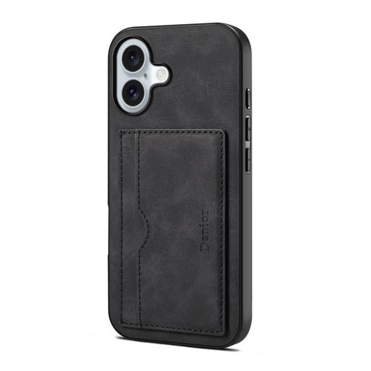 For iPhone 17 Denior D08 PU Single Card Slot Holder Phone Case(Black)