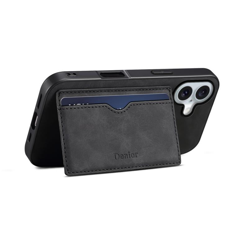 For iPhone 17 Denior D08 PU Single Card Slot Holder Phone Case(Black) - iPhone 17 Cases by Denior | Online Shopping UK | buy2fix