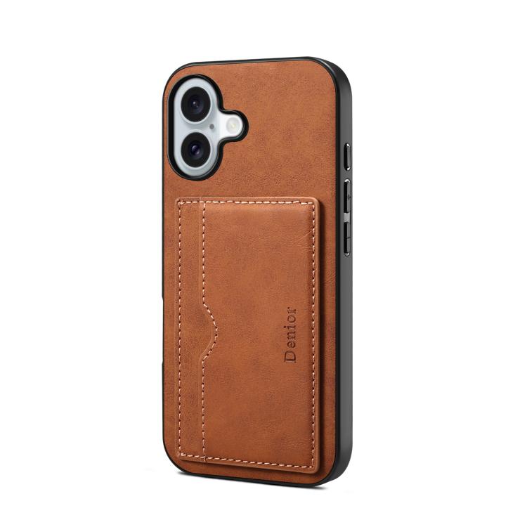 For iPhone 17 Denior D08 PU Single Card Slot Holder Phone Case(Brown) - iPhone 17 Cases by Denior | Online Shopping UK | buy2fix