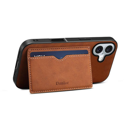 For iPhone 17 Denior D08 PU Single Card Slot Holder Phone Case(Brown) - iPhone 17 Cases by Denior | Online Shopping UK | buy2fix
