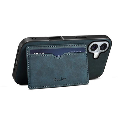 For iPhone 17 Denior D08 PU Single Card Slot Holder Phone Case(Blue) - iPhone 17 Cases by Denior | Online Shopping UK | buy2fix