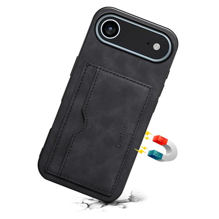 For iPhone 17 Air Denior D08 PU Single Card Slot Holder Phone Case(Black) - iPhone 17 Air Cases by Denior | Online Shopping UK | buy2fix