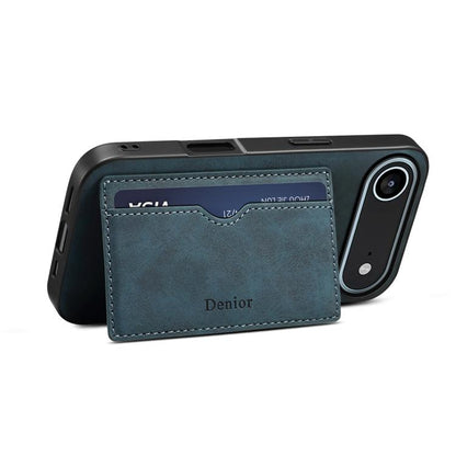 For iPhone 17 Air Denior D08 PU Single Card Slot Holder Phone Case(Blue) - iPhone 17 Air Cases by Denior | Online Shopping UK | buy2fix