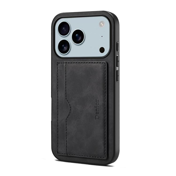 For iPhone 17 Pro Max Denior D08 PU Single Card Slot Holder Phone Case(Black) - iPhone 17 Pro Max Cases by Denior | Online Shopping UK | buy2fix