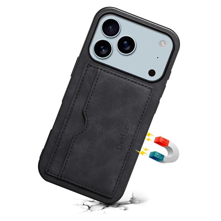 For iPhone 17 Pro Max Denior D08 PU Single Card Slot Holder Phone Case(Black) - iPhone 17 Pro Max Cases by Denior | Online Shopping UK | buy2fix