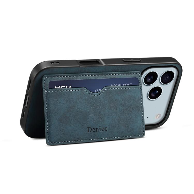 For iPhone 17 Pro Max Denior D08 PU Single Card Slot Holder Phone Case(Blue) - iPhone 17 Pro Max Cases by Denior | Online Shopping UK | buy2fix