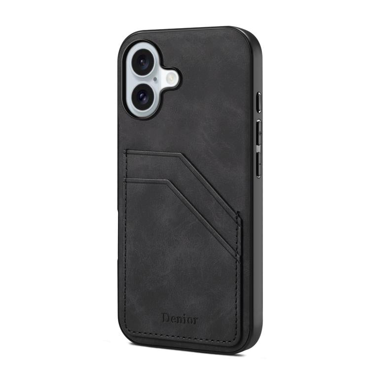 For iPhone 17 Denior D09 PU Dual Card Slot Back Cover Phone Case(Black) - iPhone 17 Cases by Denior | Online Shopping UK | buy2fix