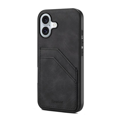 For iPhone 17 Denior D09 PU Dual Card Slot Back Cover Phone Case(Black) - iPhone 17 Cases by Denior | Online Shopping UK | buy2fix