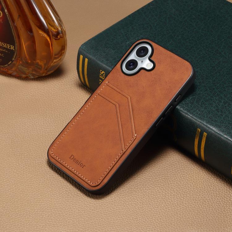 For iPhone 17 Denior D09 PU Dual Card Slot Back Cover Phone Case(Brown) - iPhone 17 Cases by Denior | Online Shopping UK | buy2fix