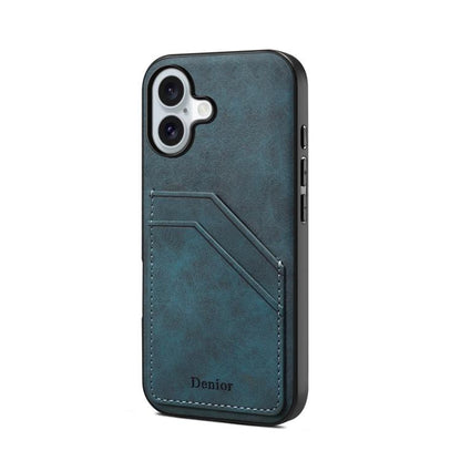 For iPhone 17 Denior D09 PU Dual Card Slot Back Cover Phone Case(Blue) - iPhone 17 Cases by Denior | Online Shopping UK | buy2fix