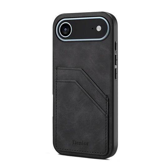 For iPhone Air Denior D09 PU Dual Card Slot Back Cover Phone Case(Black) - iPhone Air Cases by Denior | Online Shopping UK | buy2fix