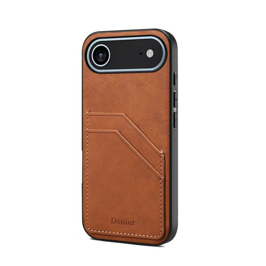 For iPhone Air Denior D09 PU Dual Card Slot Back Cover Phone Case(Brown)