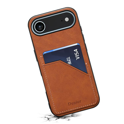 For iPhone Air Denior D09 PU Dual Card Slot Back Cover Phone Case(Brown) - iPhone Air Cases by Denior | Online Shopping UK | buy2fix