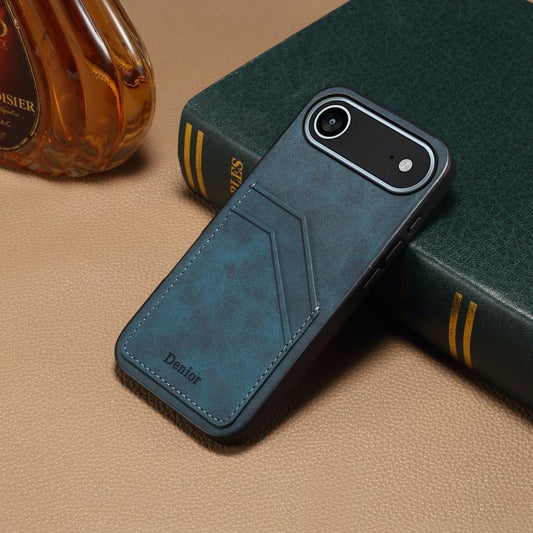 For iPhone 17 Air Denior D09 PU Dual Card Slot Back Cover Phone Case(Blue) - iPhone 17 Air Cases by Denior | Online Shopping UK | buy2fix