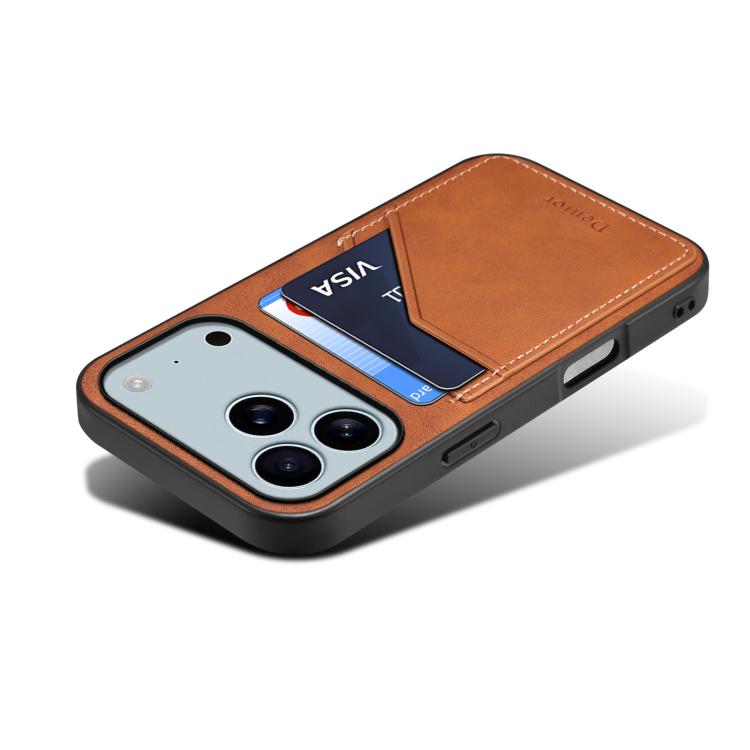 For iPhone 17 Pro Max Denior D09 PU Dual Card Slot Back Cover Phone Case(Brown) - iPhone 17 Pro Max Cases by Denior | Online Shopping UK | buy2fix