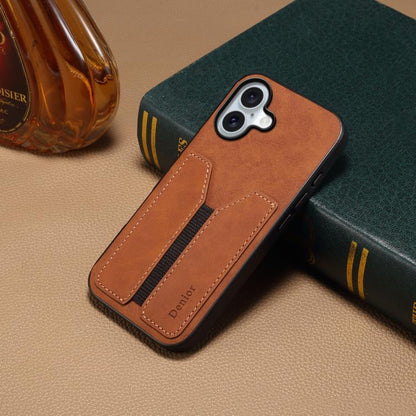 For iPhone 17 Denior D07 DV Elastic Card Slot PU Back Cover Phone Case(Brown) - iPhone 17 Cases by Denior | Online Shopping UK | buy2fix