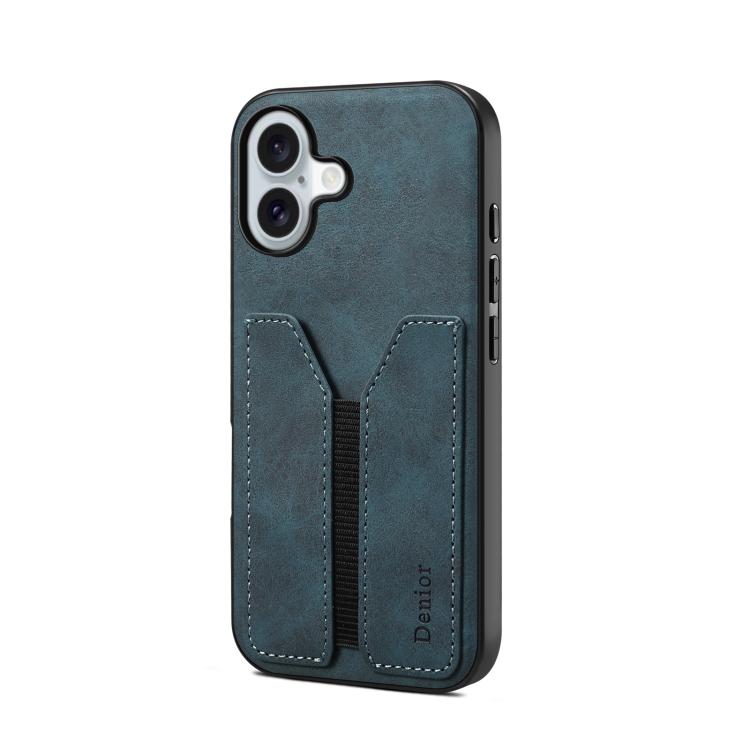 For iPhone 17 Denior D07 DV Elastic Card Slot PU Back Cover Phone Case(Blue) - iPhone 17 Cases by Denior | Online Shopping UK | buy2fix