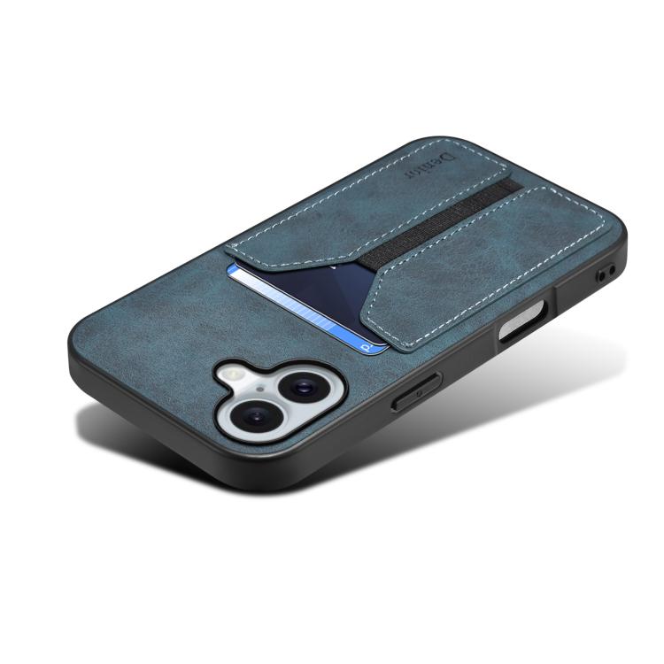 For iPhone 17 Denior D07 DV Elastic Card Slot PU Back Cover Phone Case(Blue) - iPhone 17 Cases by Denior | Online Shopping UK | buy2fix