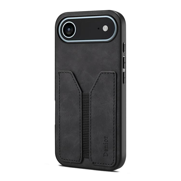 For iPhone 17 Air Denior D07 DV Elastic Card Slot PU Back Cover Phone Case(Black) - iPhone 17 Air Cases by Denior | Online Shopping UK | buy2fix