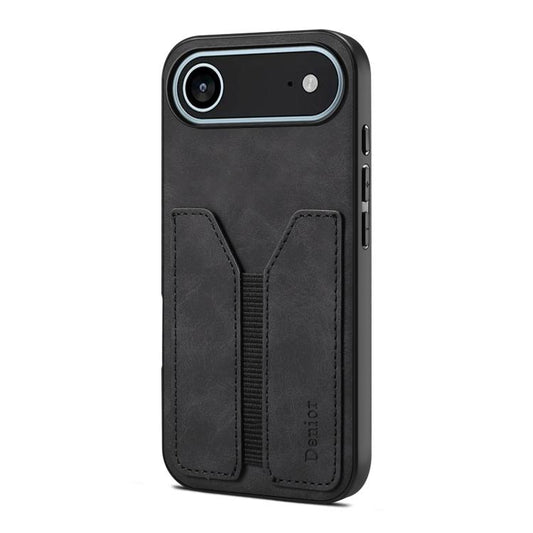 For iPhone 17 Air Denior D07 DV Elastic Card Slot PU Back Cover Phone Case(Black) - iPhone 17 Air Cases by Denior | Online Shopping UK | buy2fix