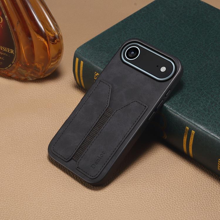 For iPhone 17 Air Denior D07 DV Elastic Card Slot PU Back Cover Phone Case(Black) - iPhone 17 Air Cases by Denior | Online Shopping UK | buy2fix