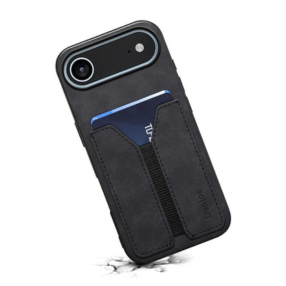 For iPhone 17 Air Denior D07 DV Elastic Card Slot PU Back Cover Phone Case(Black) - iPhone 17 Air Cases by Denior | Online Shopping UK | buy2fix