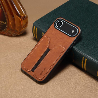 For iPhone 17 Air Denior D07 DV Elastic Card Slot PU Back Cover Phone Case(Brown) - iPhone 17 Air Cases by Denior | Online Shopping UK | buy2fix