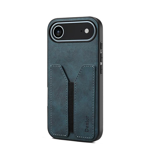 For iPhone Air Denior D07 DV Elastic Card Slot PU Back Cover Phone Case(Blue)