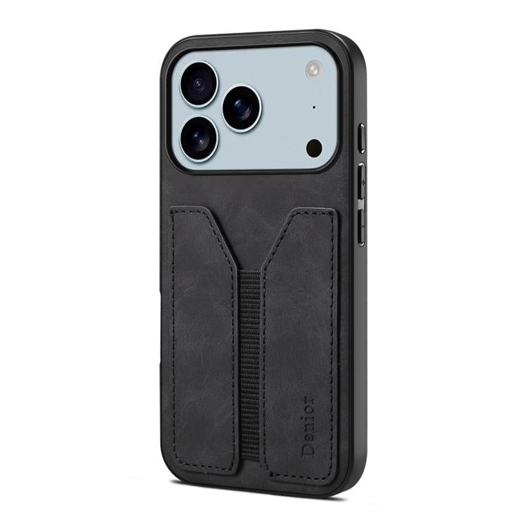 For iPhone 17 Pro Denior D07 DV Elastic Card Slot PU Back Cover Phone Case(Black) - iPhone 17 Pro Cases by Denior | Online Shopping UK | buy2fix