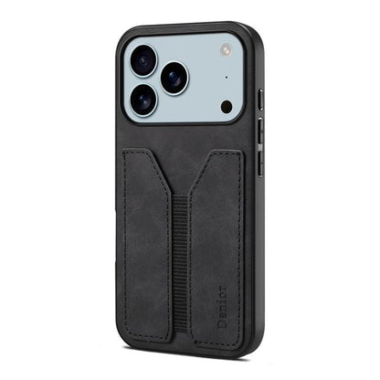 For iPhone 17 Pro Max Denior D07 DV Elastic Card Slot PU Back Cover Phone Case(Black) - iPhone 17 Pro Max Cases by Denior | Online Shopping UK | buy2fix
